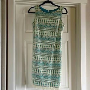 Eliza J sky blue and lace sheath dress